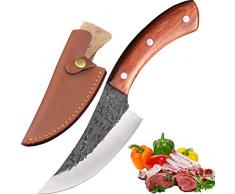 Promithi handgemachte Hackmesser Kochmesser Küchenmesser metzgermesser Ausbeinmesser mit Mantel, verwendet für hackbeil Metzger Chopper entbeinen, holzgriff (Brown)
