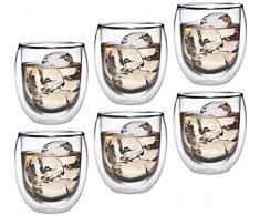 AKTION: 6x 320ml doppelwandiges Thermoglas mit Schwebe-Effekt, Teeglas / Kaffeeglas für Cappuchino, Milchkaffee, Tee, Eistee, Schorle, Desserts oder als Eisbecher geeignet, 36R by Feelino …