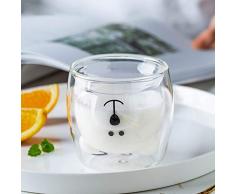 Süße tassen KaffeeTeegläser Trinkgläser Kaffeeglas Doppelwandige IsoliergläserEspressotasse Bär Katze Becher (Glücklicher Bär)