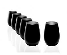 Stölzle Lausitz Becher 465 ml, 6er Set, Wassergläser in schwarz (matt) und Silber, spülmaschinenfest, bleifreies Kristallglas, hochwertige Qualität