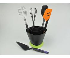 TUPPERWARE SET (6) Griff Fix + Tortenheber lila + Topschaber silikon + Rühr Besen blau + Tellerbesen + Pfannenwender