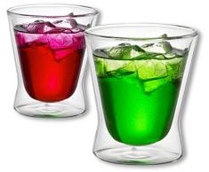 1aTTack.de Trinkglas Thermoglas Heiß- und Kaltgetränke doppelwandig für Tee Kaffee Latte Macchiato Säfte Set 2 Stück 240ml