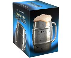 Nuvantee Bierkrug – Wertvolle Tasse höchster Qualität in Edelstahl/Kaffeetasse mit Extra-Deckel – 500ml Doppelwand luftisoliert - Ohne Leck – Gefrierbar – Für Bier, warme Getränke and mehr geeignet