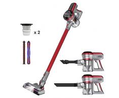 Hosome Akku Staubsauger kabellos 12000Pa beutelloser Stielstaubsauger 35 Minuten Laufzeit, LED Elektrobürste, Wandhalterung Ladestation, Stabstaubsauger geeignet für Hartboden Teppiche Auto Tierhaare