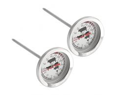com-four® 2x Bratenthermometer aus Edelstahl - analoges Fleischthermometer bis 120 °C - Grillthermometer - Fleischnadel - 10 cm (002 Stück)