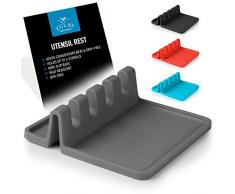 Zulay Kitchen silikon-Utensil Rest mit drip-Auflage für mehrere geräte, hitzebeständig, bpa-frei löffel Rest & löffel-Halter für Herd, küchenzubehör Halter für löffel, schöpfkellen, Tongs & More