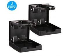 EEEKit 2-Pack Universal Einstellbare Klappbecher Getr?nkehalter Auto LKW Boot Van Home Kunststoff 99mm, Schwarz
