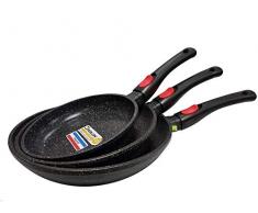 Cflagrant Pfannen-Set, Steinoptik, ohne PFOA, 3 Stück, Durchmesser:20/24/28 cm, alle Herdarten auch Induktion, Kochen ohne Fett, Beschichtung Greblon C3+