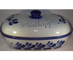 Töpferei Seifert Brottopf 30 cm grau-blau Oval, Steinzeug Westerwald