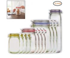 Jar Shape Zipper Bag, Mode Einmachglas Form Doppelter Dichtungsentwurf Aufbewahrungsbeutel von Snacks, Nüssen, Früchten, Keksen oder Sandwiches für Ausflüge Küche