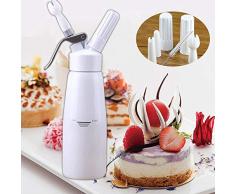 LianDu Schlagsahnespender, 500ml Aluminium Schwarz/Weiß Professioneller Handcremespender Whipper Foam Maker (Weiß)