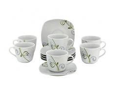 6er Set Espressotasse 11cl mit Espressountertasse 12,3cm Mirage