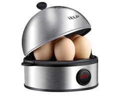 Eierkocher, Holife Edelstahl Eierkocher 7 Eier Testsieger mit Automatische Abschaltung Eierkocher mit 2 gedämpfte Eier/Härtegradeinstellung/Überhitzungsschutz/Messbecher mit Eipick, BPA-frei