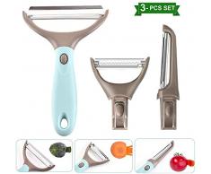 Modou Gemüseschäler Sparschäler Universalschäler, 3er-Set Premium Edelstahl Trio Veggie und Obstschäler Y Scharfer Schäler für Kartoffeln, Karotten, Obst, Tomaten-/ Kiwischäler