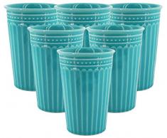 My-goodbuy24 6er Set XXL Kaffeebecher Set Keramik 400ml in Türkis - Rustikal Kaffeetasse für Cappuccino, Kaffee, Latte Macchiato oder Tee (6 x Türkis)