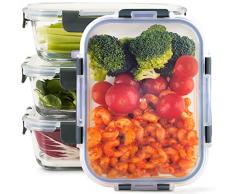 Zoë&Mii Lebensmittelbehälter aus Glas 8 teilige Set 880 ml - Hochwertige und luftdichte Glasschalen BPA-frei - Frischhaltedosen Vorratsdosen mit Smart Lock Deckel - Meal Prep, Glasschüssel mit Deckel