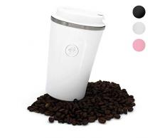 homeAct Thermobecher Kaffeebecher für unterwegs Coffee to go 380ml | 100% auslaufsicher aus Edelstahl mit Doppelwand Isolierung | BPA freier Travel Mug für Kaffee oder Tee (Weiß)