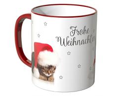 Wandkings® Tasse, Schriftzug: Frohe Weihnachten mit süßen Kätzchen - ROT