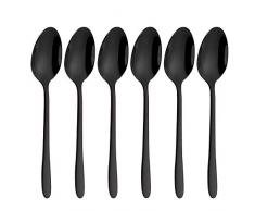 PHILIPALA Edelstahl kaffeelöffel Set, Set mit 6 kleinen Löffeln, handpoliert, spülmaschinenfest,Schwarz