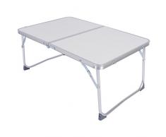 GOTOTOP Tragbarer Tisch für Picknick, Camping, Picknick, Esstisch, Laptop, Schreibtisch, PC Notebook, Bett, Tablett mit Aluminiumlegierung, Weiß