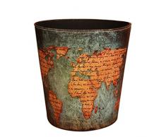 Papierkörbe, iTECHOR European Amerikan Stil klassische Haushalts Haus Büro Runde PU-Leder Abfalleimer Mülleimer Papierkorb Ashcan Ashbin Garbage Trash Can Papierkorb ohne Deckel