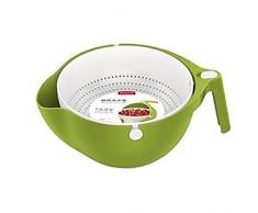 SatinGold Round Multifunktions-Küchensieb/Sieb Doppelschicht-Abtropfkorb Schüssel Küchenwaschsieb für Obst Gemüse Reinigung Mischgröße