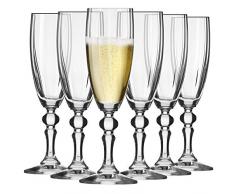 Krosno Sektgläser Champagner-Gläser Sektflöten | Set von 6 | 180 ML | Illumination Kollektion | Prosecco Glas | Perfekt für zu Hause, Restaurants und Partys | Spülmaschinenfest