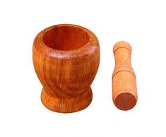 Suszian Leichte Bambus Stößel, Holzmörser und Stößel Set aus Holz Spice Pepper Crusher Kräutermühle Knoblauch Rührschüssel Küchenwerkzeug