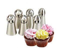 Russische Spritztüllen, Fellibay verschiedenen Formen DIY Backschule Russische Spritzbeutel-Tüllen Balltüllen Backzubehör 6 Stück (zufälliger Stil)