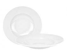 Van Well 2er Set Pasta Bowl, 500 ml, Ø 30 cm, tiefer Menüteller, Nudelteller, edles Markenporzellan, glänzend, klassisch weiß, rund