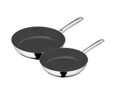 WMF Devil Pfannenset 2-teilig, Bratpfanne beschichtet 24, 28 cm, Cromargan Edelstahl beschichtet, Induktion, Keramikbeschichtung, backofenfest