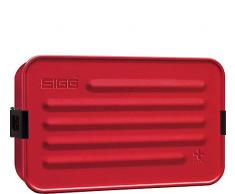 SIGG Metal Box Plus L, Lunchbox 1.2 L, moderne Brotdose mit praktischem Einsatz, federleichte Brotbox aus Aluminium mit Trennwand, Rot