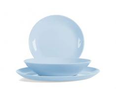 Dajar 00443 Tafelservice Hartglasgeschirr Geschirrset Tafelset Essservice Geschirr Diwali Light Blue 18 TLG. Geschenk glatt stapelbar modern Spülmaschinen Mikrowellen geeignet LUMINARC, Glas