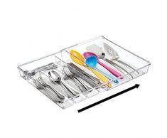 mDesign Besteckkasten durchsichtig – der ideale Schubladen Organizer für die Küchenschublade – ausziehbarer Besteckeinsatz für jegliche Küchenutensilien – transparent