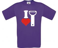 ShirtInStyle Männer-Shirt I Love Kartoffelschäler Essen Kochen Backen, Farbe lila, Größe S