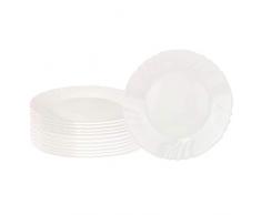Bormioli 12er Set Rocco EBRO Essteller, Speisesteller, Menuteller, großer Teller, 25 cm, Opal-Hartglas