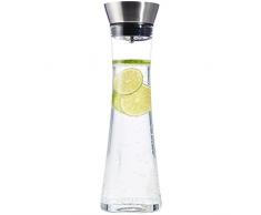 com-four® Wasserkaraffe, Wasserkrug aus Glas mit Edelstahlausgießer, 1 Liter
