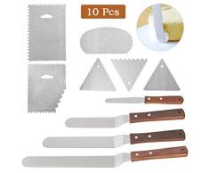 OFNMY Winkelpalette Set Tortenmesser für gleichmäßige Überzüge und Glasuren von selbstgemachten Kuchen, Torten und Cupcakes(4 Stück Tortenmesser+6 Stück Schaber)