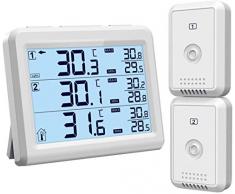 [Upgrade Version]ORIA Kühlschrank Thermometer Gefrierschrank Thermometer, Kühlschrankthermometer mit Hintergrundbeleuchtung, 2 Sensor, Temperatur Alarm, MIN/MAX, Perfekt für Hause, Bars, Cafes, etc