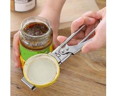 95sCloud Deckelöffner Schraubdeckelöffner Glas-Öffner Edelstahl Flaschenöffner Verstellbare Größe Öffnungshilfe Glasöffner für Schraubgläser Flaschen und Einmachgläser 19,5 x 3 cm