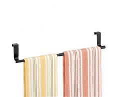 mDesign Handtuchhalter ausziehbar zum Aufhängen - Farbe: Schwarz - Geschirrtuchhalter Küchenschrank - Handtuchhalter ohne Bohren