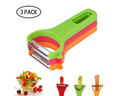 KOBWA Magic Trio Peeler, 3 Stück Schäler Edelstahl Julienne & Gemüse Multifuction Gemüse Obst Küche Cutter