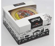 GESCHENKSET KOMPLETT SWISS-MADE MIT HOBEL + HAUBE + KÄSE Tete de Moine CLASSIC Schweizer Mönchkopf Käse Halber Laib ca. 420 g (100g=3,00EUR)