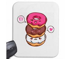 Mousepad (Mauspad) DREI LUSTIGE DONUTS MIT ZUCKERGUSS KALORIEN DIÄT ABNEHMEN SÜSSIGKEITEN KUCHEN GEBÄCK ERDBEER VANILLE SCHOKOLADE für ihren Laptop, Notebook oder Internet PC .. (mit Windows Linux usw.) in Weiß