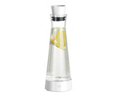 Emsa 515475 Glaskaraffe mit Kühlelement, 1 Liter, Automatische Verschlussklappe, WeiÃ, Flow Slim Friends