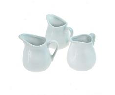 ROTIX 3 x Milchkännchen 70 ml Milchgießer Sahnekännchen Porzellan weiß 8 cm hoch 3er-Set