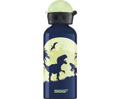 SIGG Glow Moon Dinos Kinder Trinkflasche (0.4 L), schadstofffreie Kinderflasche mit auslaufsicherem Deckel, federleichte Trinkflasche aus Aluminium