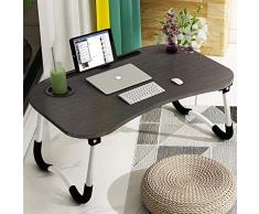 Astory Laptop-Tisch, tragbarer Schoßschreibtisch, Notebookständer, Lesehalter, Frühstückstablett mit klappbaren Beinen und Tassenschlitz für Frühstück, Lesen, Bücher, Filme auf dem Bett / Sofa