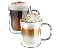 ecooe Doppelwandige Latte Macchiato Glaser Set Trinkgläser Kaffeeglas 2-teiliges 350ml (Volle Kapazität) φ9.3 * 11cm