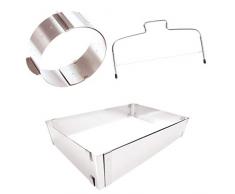4smile Backset Tortenring Backrahmen Tortenbodenteiler – Made in Germany aus Edelstahl – Mega Set Backen 3teilig